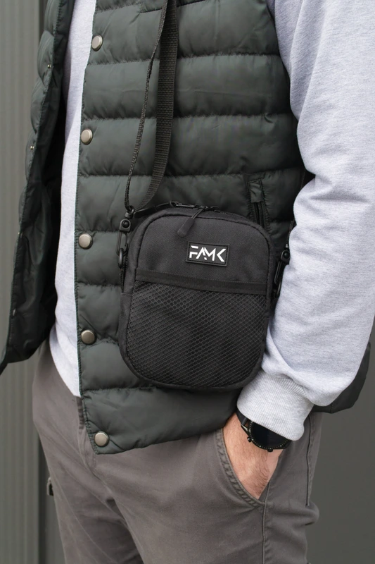 Маленька сумка месенджер (через плече) для чоловіків та жінок FAMK MBR5 , Чорний
