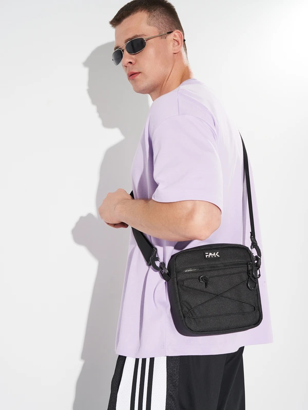 Сумка через плече (месенджер) для чоловіків та жінок FAMK SQR4-r, Чорний