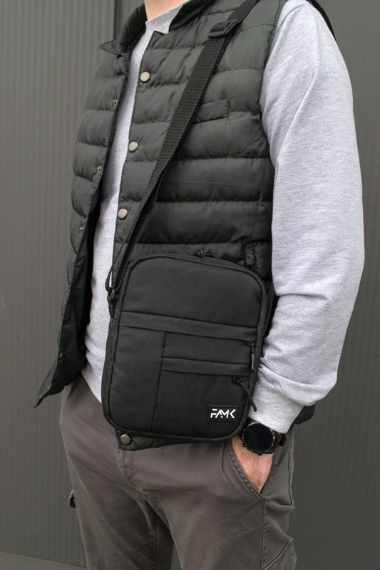 Сумка месенджер (через плече) для чоловіків та жінок Famk WPM , Чорний