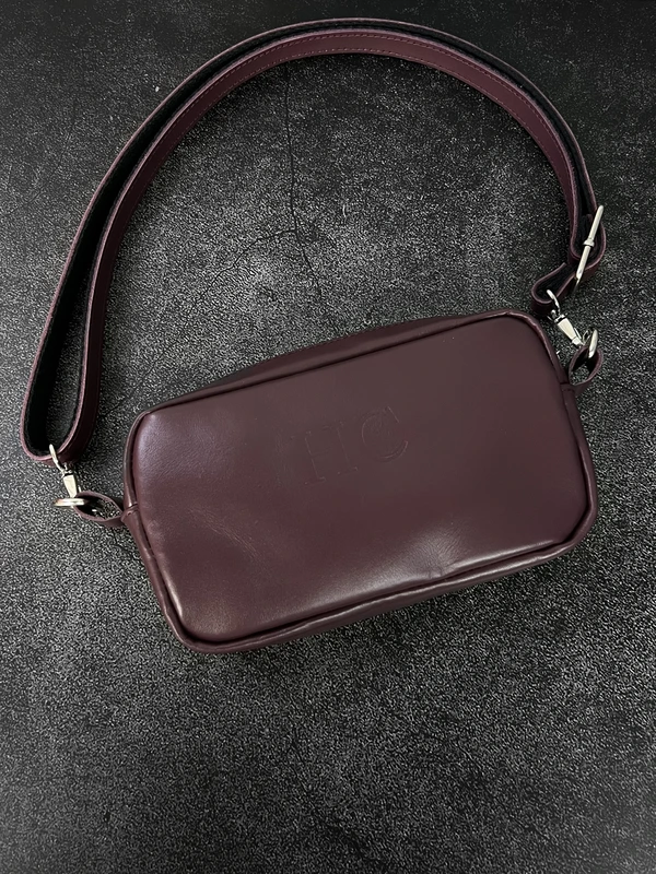 Жіноча сумка крос-боді (через плече) з натуральної шкіри розмір S, Марсала