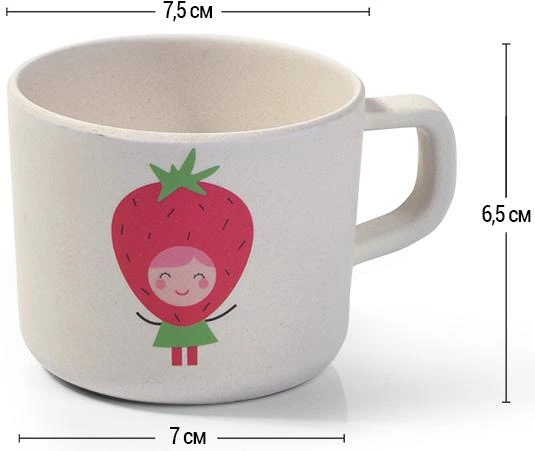 Кружка дитяча Fissman "Полуничка" 225мл з бамбукового волокна