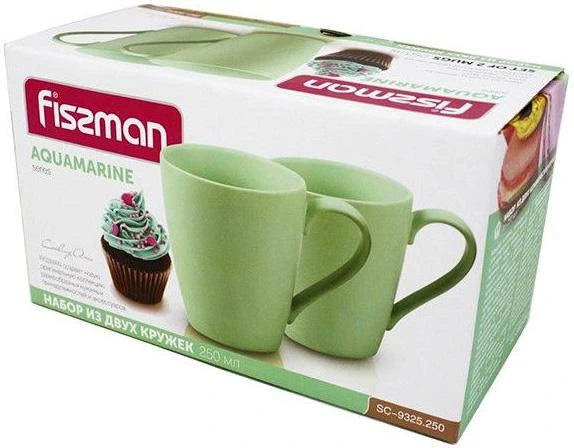 Набір 2 керамічні кружки Fissman Sunshine 300мл, аквамарин