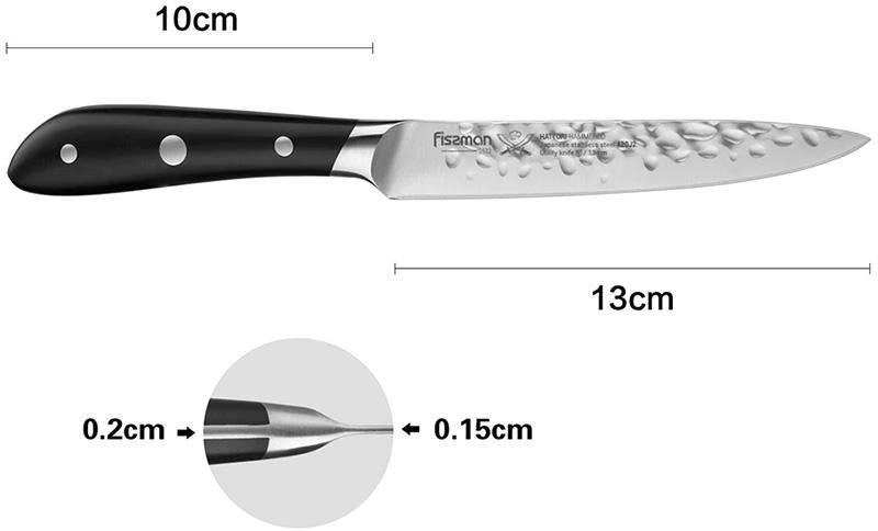 Ніж універсальний Fissman Hattori 13см hammered з нержавіючої сталі