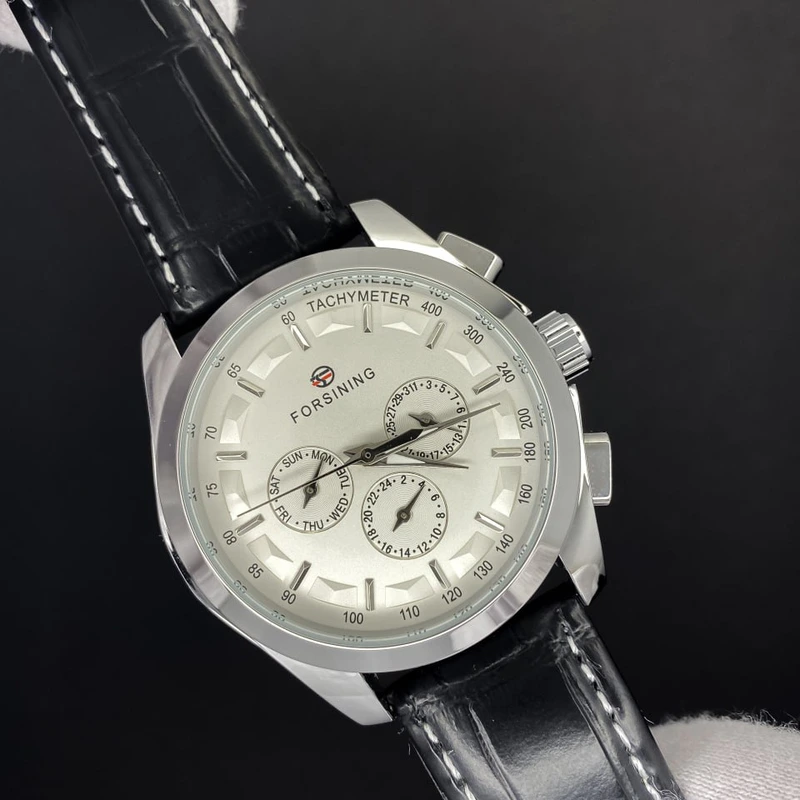 Forsining 6625 Silver-White Leather
