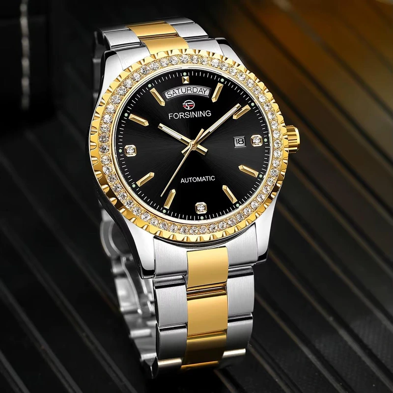 Forsining 6919 Silver-Gold-Black Steel