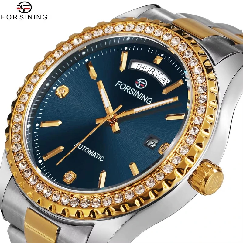 Forsining 6919 Silver-Gold-Blue Steel