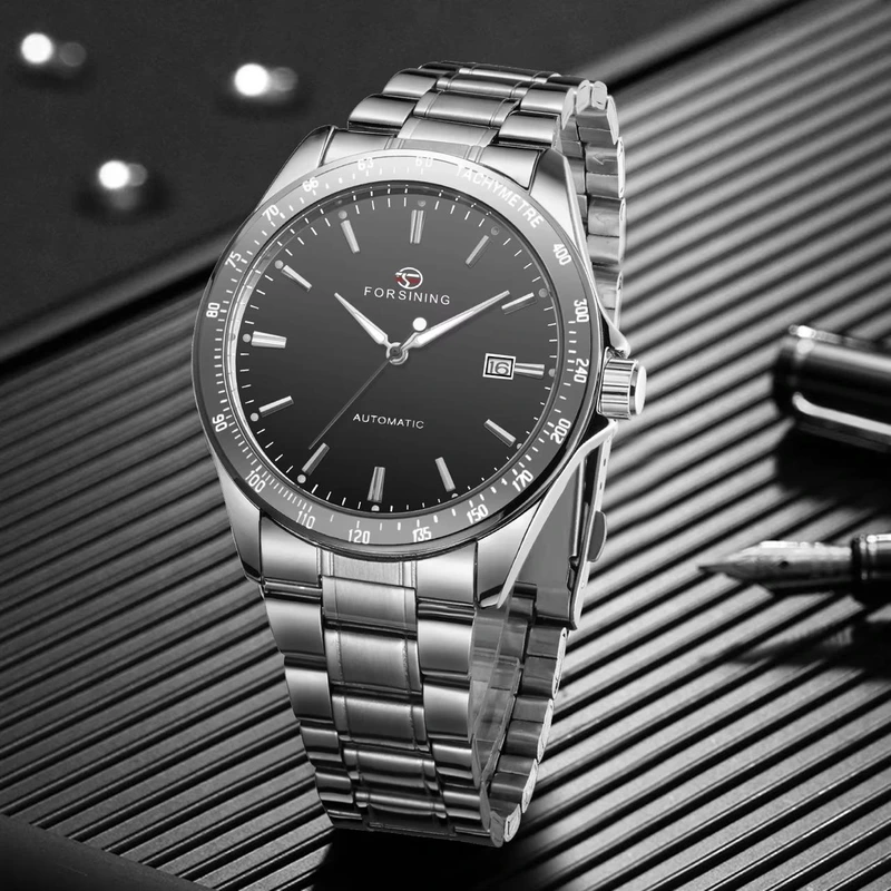 Forsining 8294 Silver-Black Steel