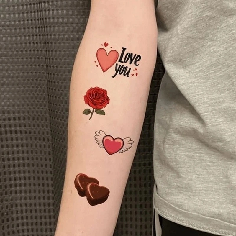 Набір тимчасових тату "Кольорові міні №2" color-tattoo-mini-set-2-30-F30, 30 штук, розмір 9,5 х 9,5 см