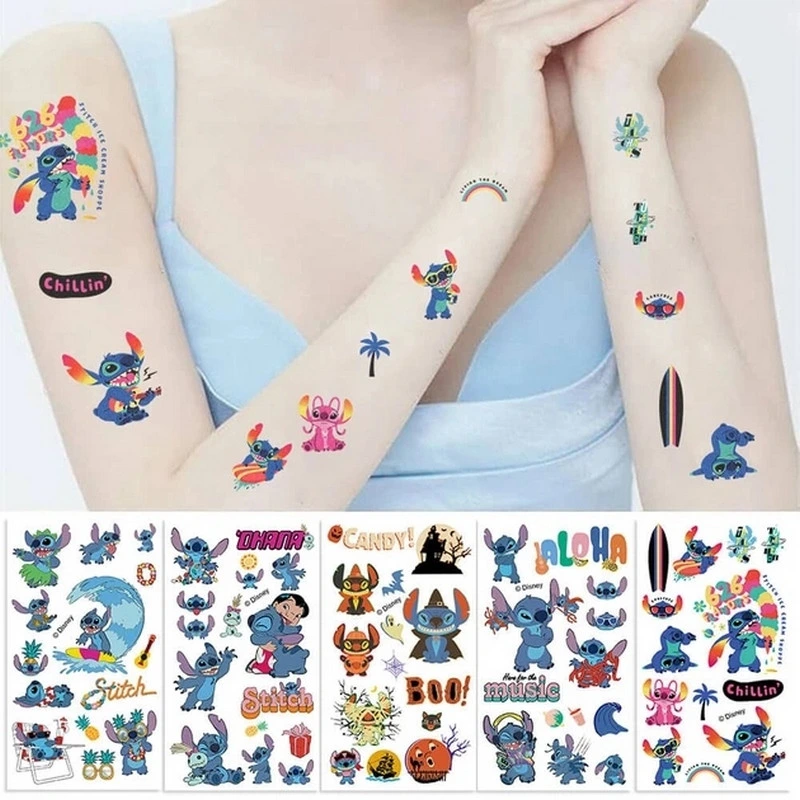 Набір тимчасових тату "Ліло та Стіч №2" lilo-stich-tattoo-2-1, 10 штук, розмір 12 х 7 см