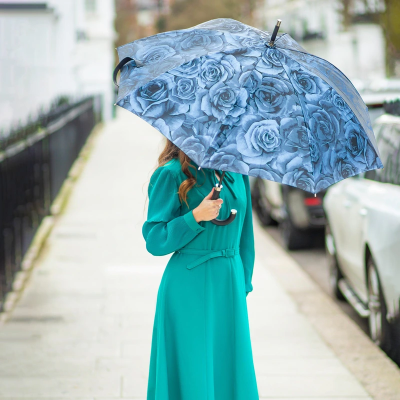 Парасолька жіноча Fulton Diamond L850-040140 Princess - Navy Rose (Сині троянди)