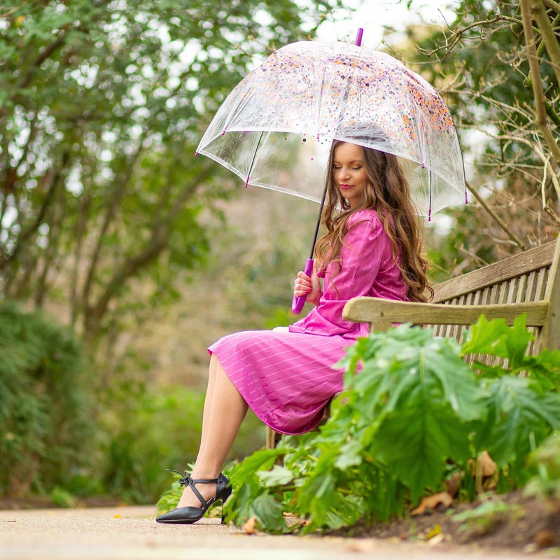 Парасолька-тростина жіноча Fulton L042 Birdcage-2 Hippie Scatter (Разноцветные незабудки)