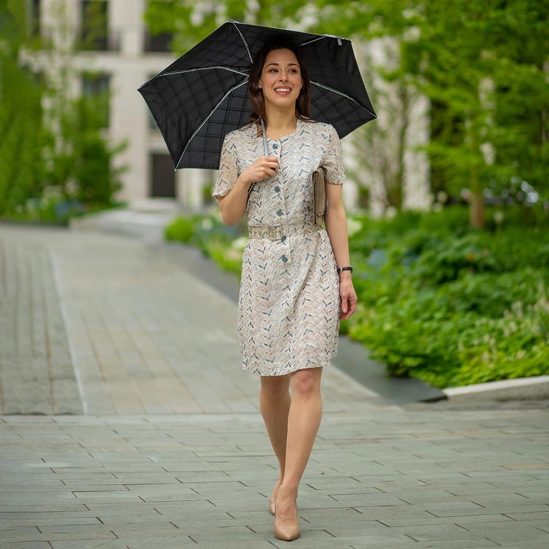 Міні парасолька жіноча Fulton Tiny-2 L501 Golden Check (Золотая Клетка)