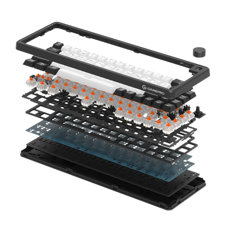 Бездротова механічна клавіатура GamePro Asgard Valhalla  (MK210B Pro) 65% QLAB orange switches