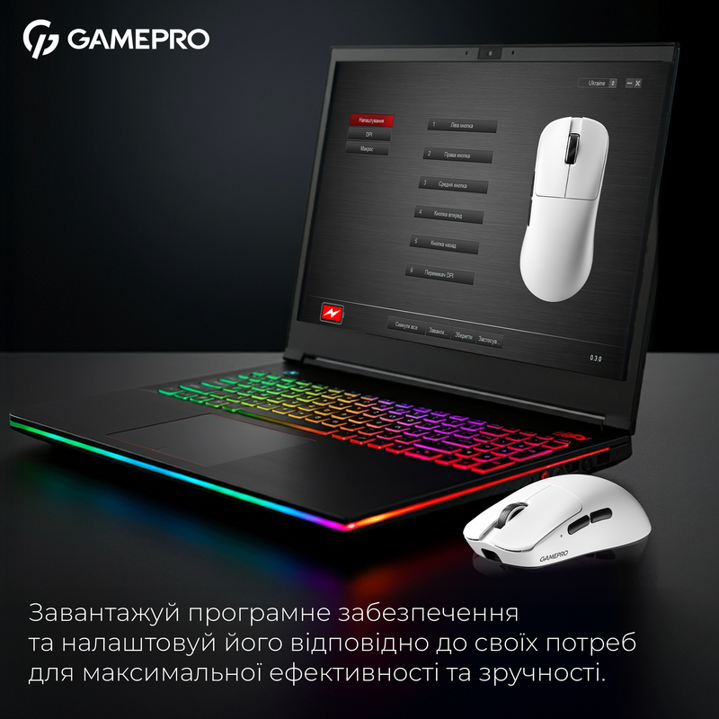 Бездротова ігрова миша GamePro Asgard Odin 8K Wireless/2.4GHz/Bluetooth PixArt PAW3950