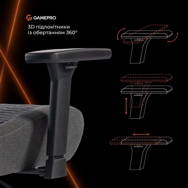 Крісло ігрове GamePro GC760DG Fabric Dark Gray — фото 17