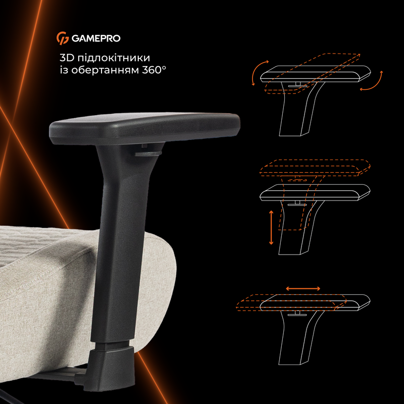 Крісло ігрове GamePro GC760LG Fabric Light Gray — фото 17