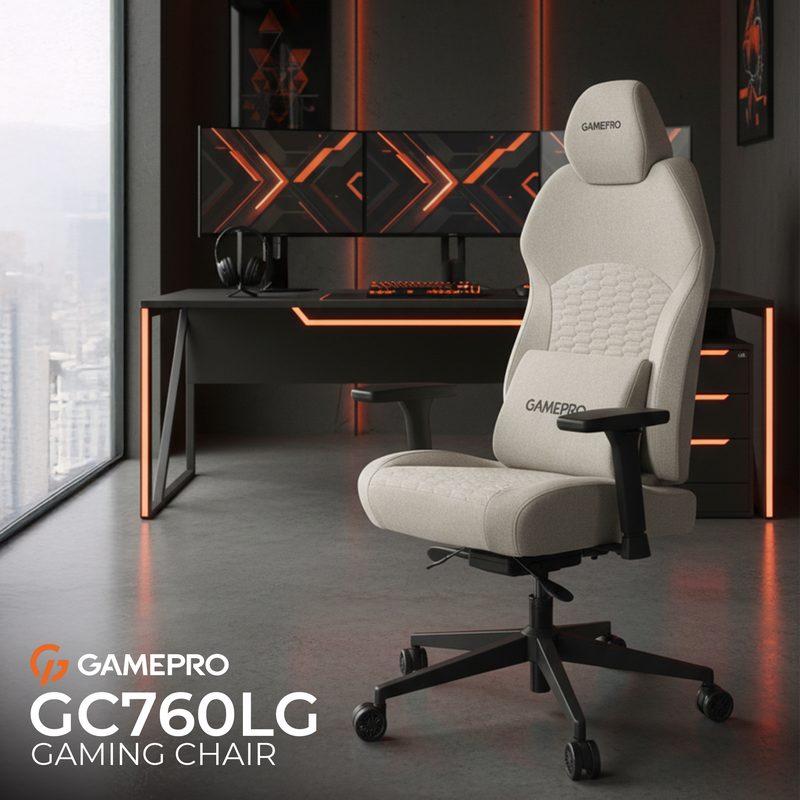 Крісло ігрове GamePro GC760LG Fabric Light Gray — фото 10