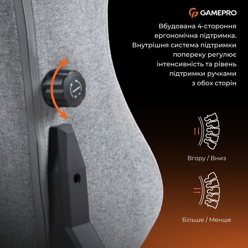 Крісло ігрове GamePro GC775G Fabric Gray — фото 11