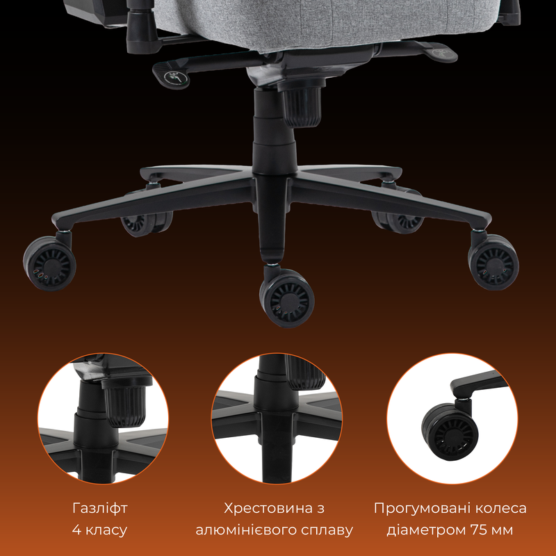 Крісло ігрове GamePro GC775G Fabric Gray — фото 17