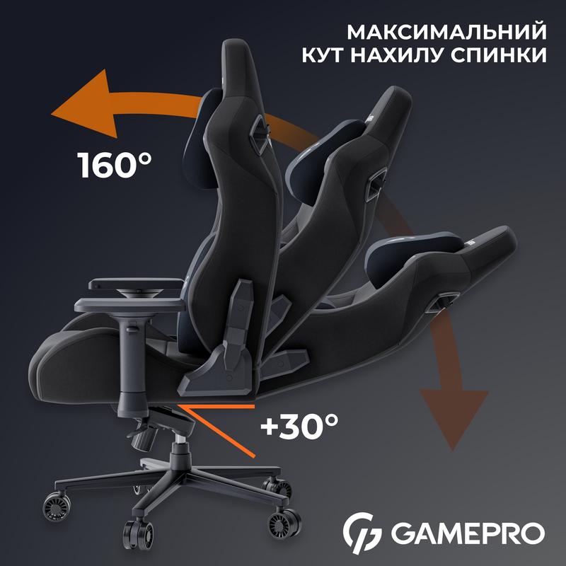 Крісло ігрове GamePro GC900SG Fabric Space Grey — фото 13