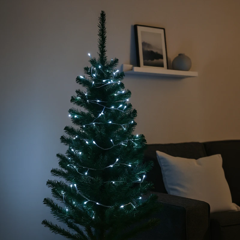 Новорічна гірлянда кімнатна нитка 10 м 120 LED білий провід Білий W120LED10MWW