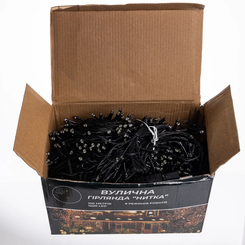 Гірлянда Різдвяна фея вулична 100 (м) 1000 LED чорний провід Білий CF1000L100MBW