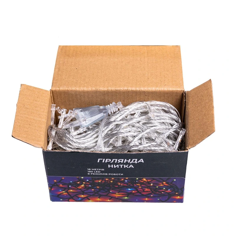 Новорічна гірлянда кімнатна нитка 18 м 180 LED кімнатна гірлянда білий провід Жовте світло W180LED18MWY