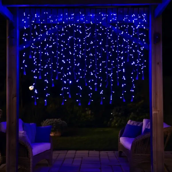 Вулична гірлянда Бахрома 20 м 335 LED гірлянда штора чорний провід Синій 20MBBL