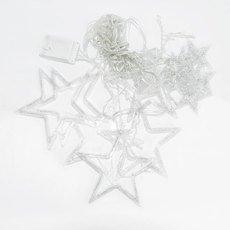 Гірлянда штора 3х0,7 м Зірки на 108 LED лампочок світлодіодна 6 великих та 6 маленьких зірок 9В 8 режимів Синій 1733054BL