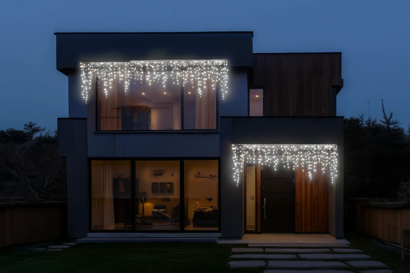 Новорічна гірлянда вулична Бахрома 36 м 600 LED чорний провід Білий 36МBW