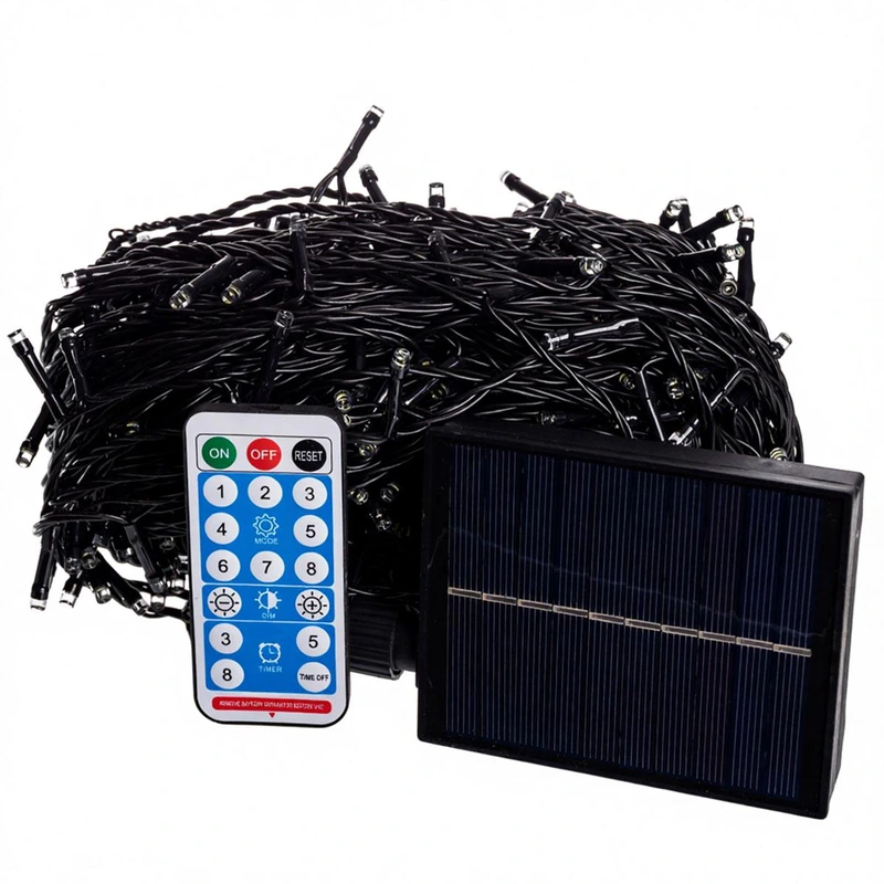 Новорічна гірлянда вулична 50 м 500 LED з сонячною батареєю чорний провід Мультиколор SB500L50MBML