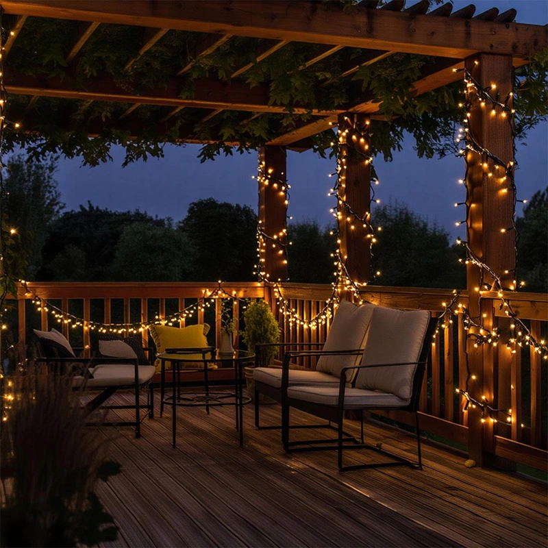 Новорічна гірлянда вулична 50 м 500 LED з сонячною батареєю чорний провід Жовтий SB500L50MBY