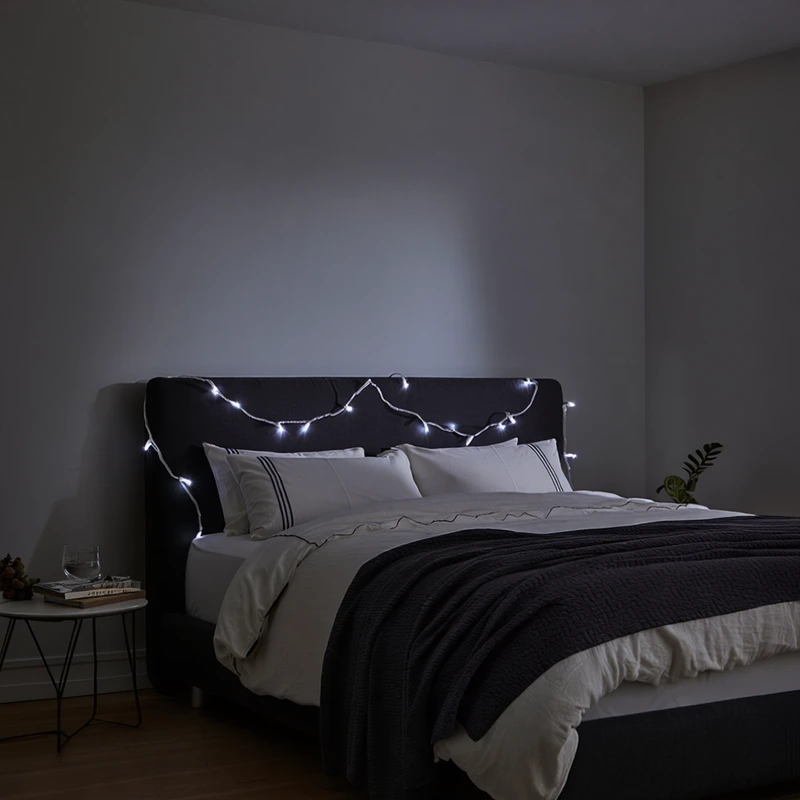 Новорічна кімнатна гірлянда нитка 6 м 50 LED білий провід Білий W50LED6MWW