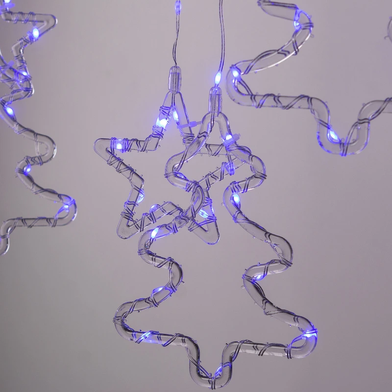 Гірлянда штора світлодіодна GarlandoPro зірка та ялинка 120LED 3х0,9 м 8 режимів Синій 1733070BL