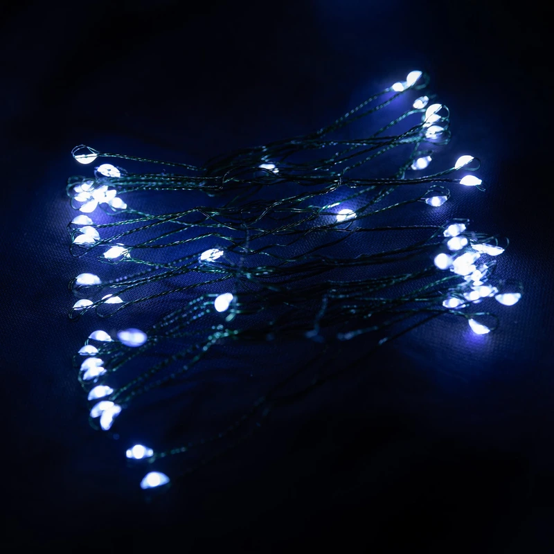 Гірлянда Кінський хвіст Мішура 1200 LED 20 ниток 2 м зелена, білий Garlando D1200L2MGW — фото 6