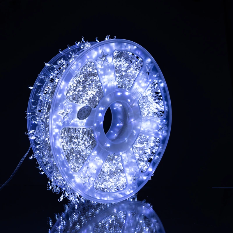 Гірлянда-нитка Роса Хвойна лапа 1000 LED 50 метрів зелена нитка білий Garlando D1000L50MGW — фото 5