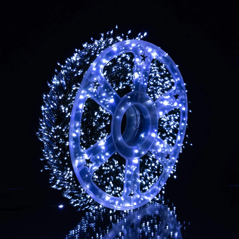 Гірлянда-нитка Роса Хвойна лапа 1000 LED 50 метрів зелена нитка білий Garlando D1000L50MGW — фото 6