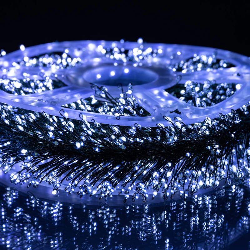 Гірлянда-нитка Роса Хвойна лапа 1000 LED 50 метрів зелена нитка білий Garlando D1000L50MGW — фото 8