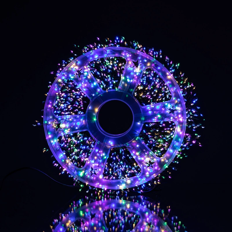 Гірлянда-нитка Роса Хвойна лапа 1000 LED 50 метрів зелена нитка мультиколор Garlando D1000L50MGML
