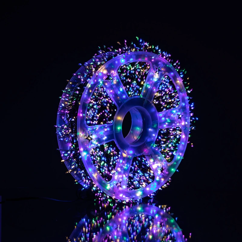 Гірлянда-нитка Роса Хвойна лапа 1000 LED 50 метрів зелена нитка мультиколор Garlando D1000L50MGML — фото 4