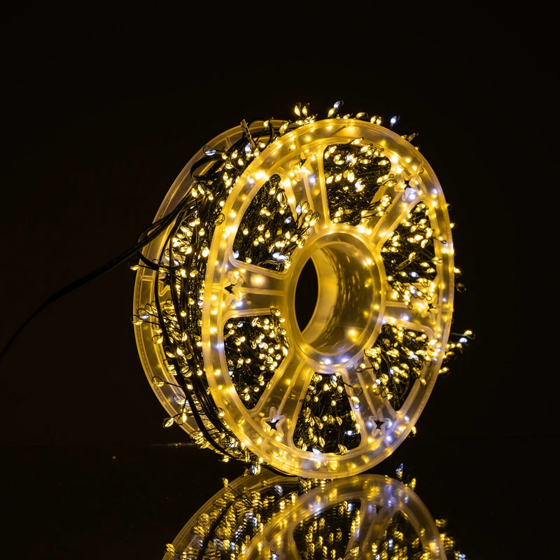 Гірлянда-нитка Роса Хвойна лапа 1000 LED 50 метрів зелена нитка жовтий Garlando D1000L50MGY — фото 3