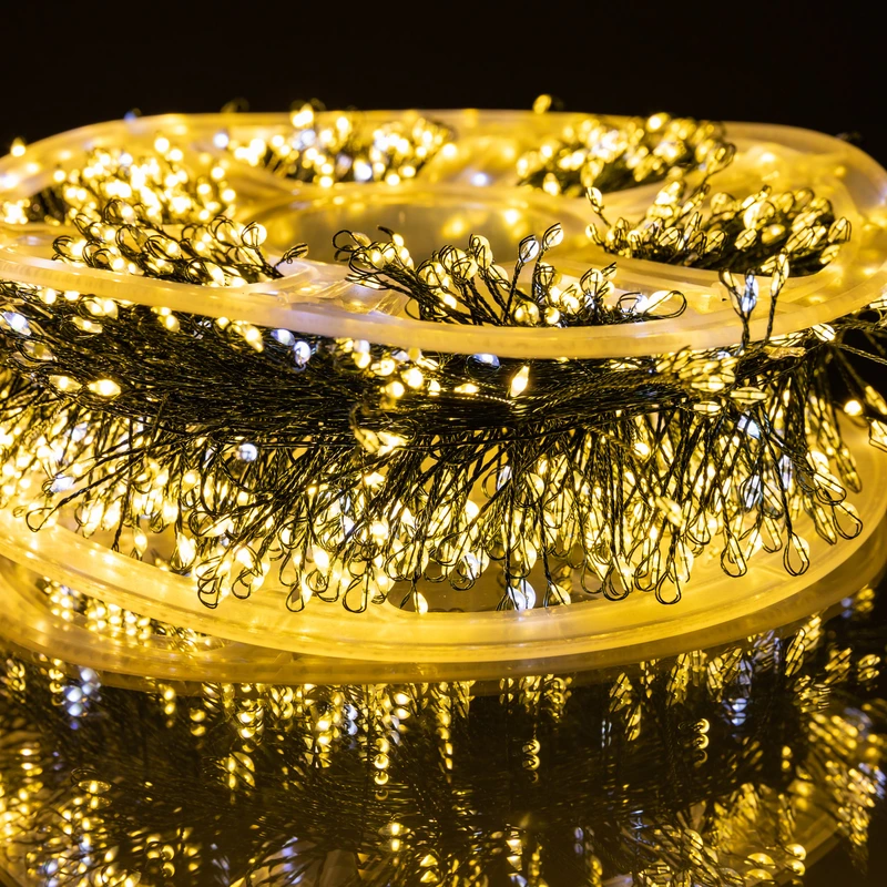 Гірлянда-нитка Роса Хвойна лапа 1000 LED 50 метрів зелена нитка жовтий Garlando D1000L50MGY — фото 8