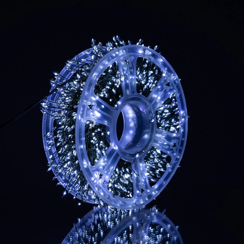 Гірлянда-нитка Роса Хвойна лапа 2000 LED 100 метрів зелена нитка білий Garlando D2000L100MGW — фото 4