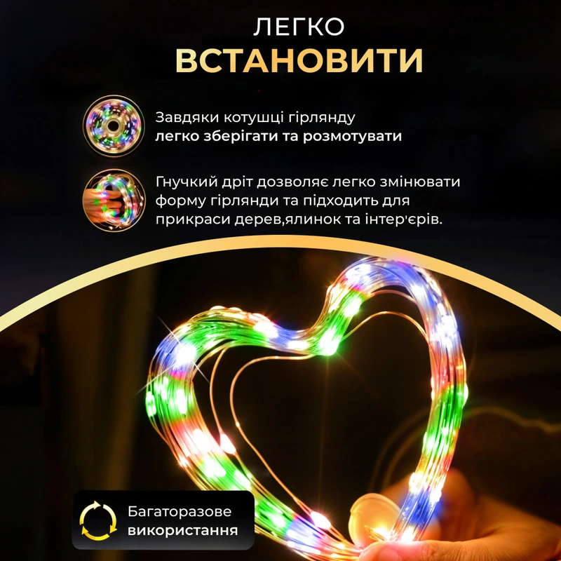 Гірлянда роса на пульті 100 метрів на 1000 led світлодіодів крапля на зеленому дроті мультиколор 1000L100MGML — фото 7