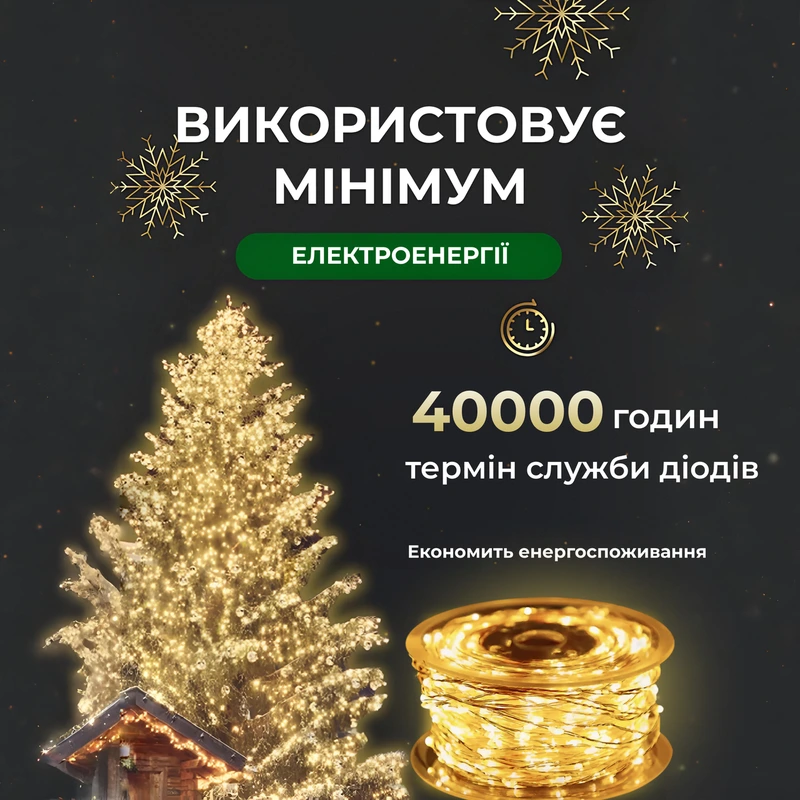 Гірлянда роса на пульті 200 метрів на 2000 світлодіодів крапля білий провід жовтий 2000L200MWY — фото 3