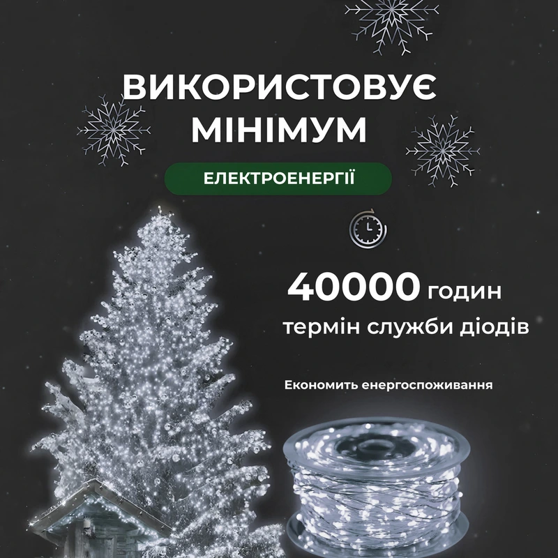 Гірлянда роса на пульті 50 метрів на 500 led світлодіодів крапля на білому дроті біла 500L50MWW — фото 5