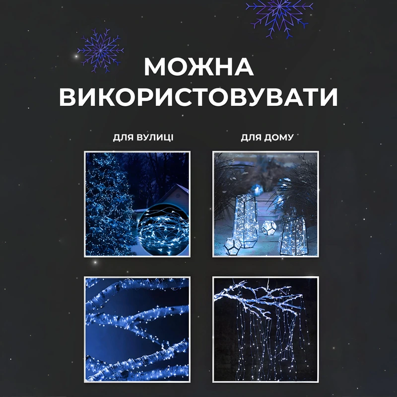 Гірлянда роса на пульті 50 метрів на 500 led світлодіодів крапля на білому дроті синя 500L50MWBL — фото 4