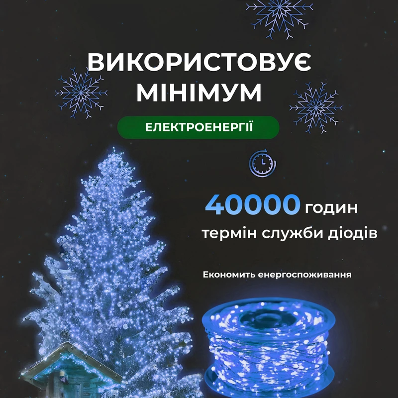 Гірлянда роса на пульті 50 метрів на 500 led світлодіодів крапля на білому дроті синя 500L50MWBL — фото 6