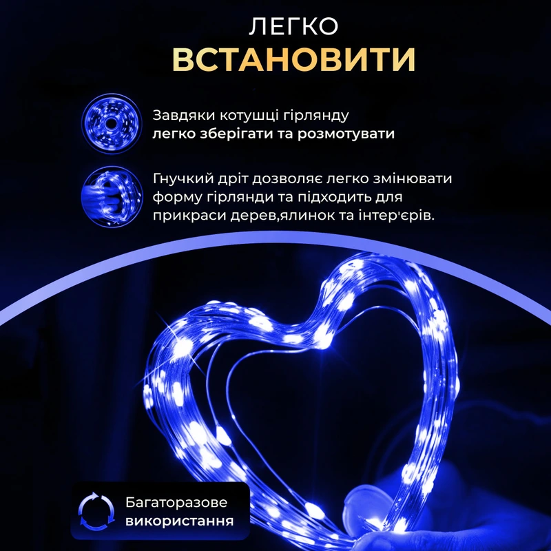 Гірлянда роса на пульті 50 метрів на 500 led світлодіодів крапля на зеленому дроті синя 500L50MGBL — фото 5