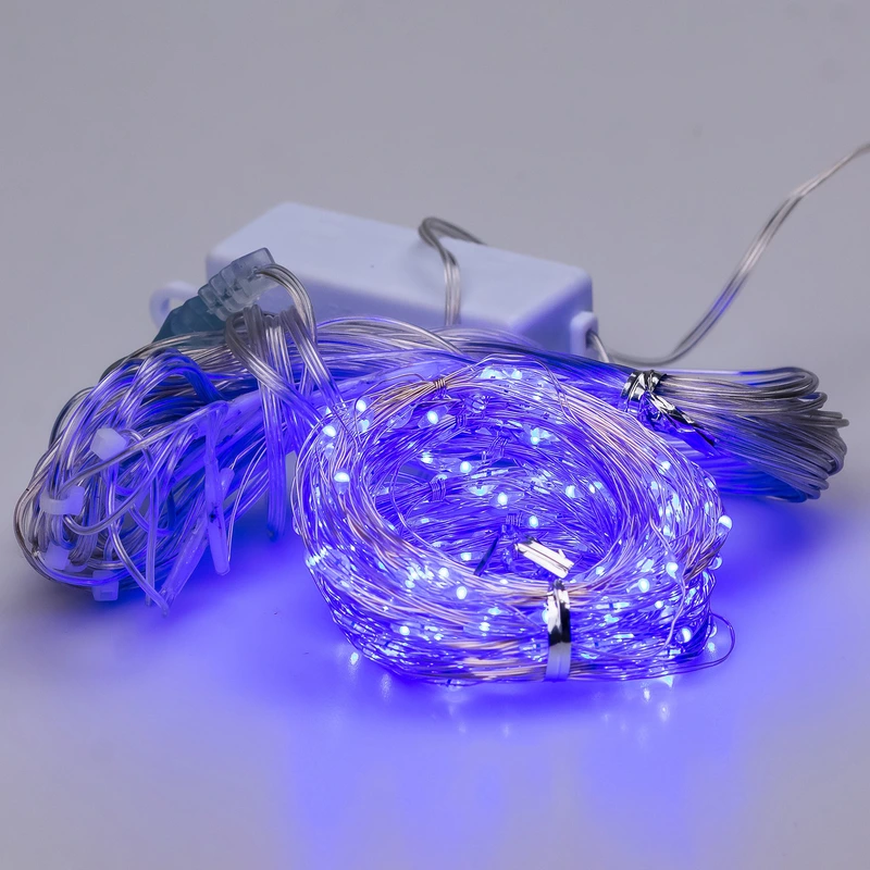Гірлянда штора світлодіодна GarlandoPro Роса 200LED 3х2м 10 ліній 8 режимів гірлянда крапля роси Синій 173302BL